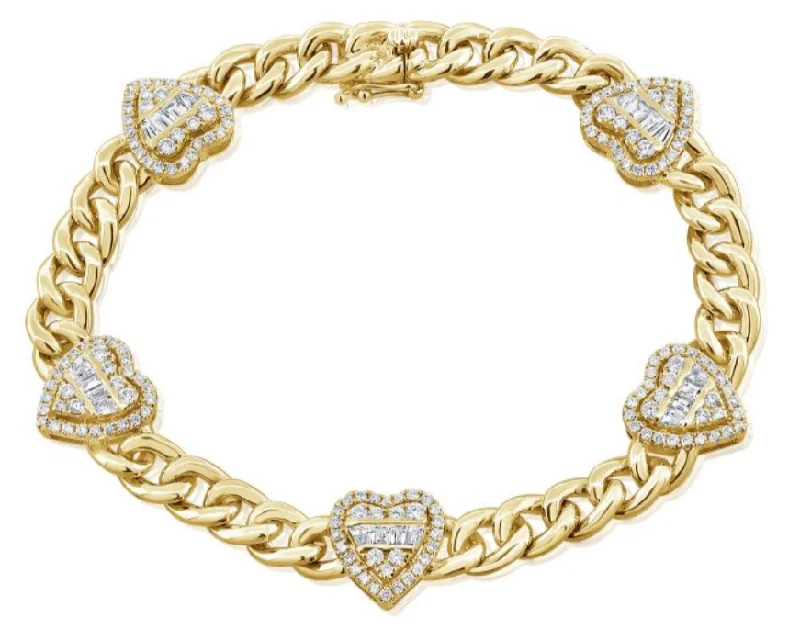 14K GOLD DIAMOND BEVY HEART BRACELET