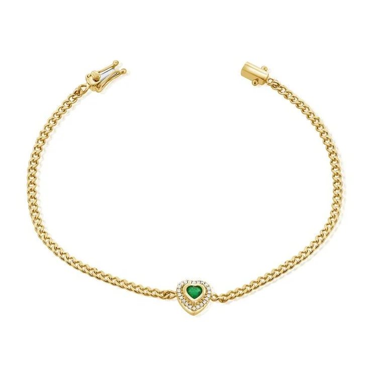 14K GOLD DIAMOND EMERALD JANIE HEART BRACELET