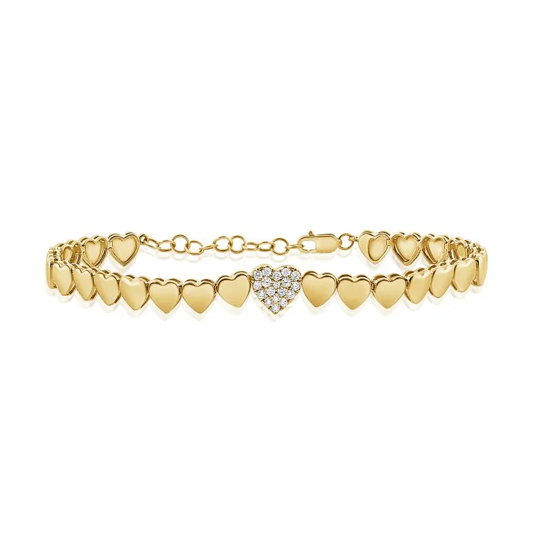 14K GOLD DIAMOND HALLE HEART BRACELET