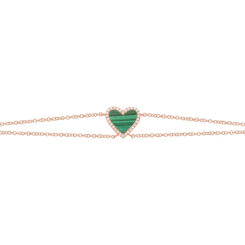 14K GOLD DIAMOND MALACHITE DOUBLE STRAND HAILEY BRACELET