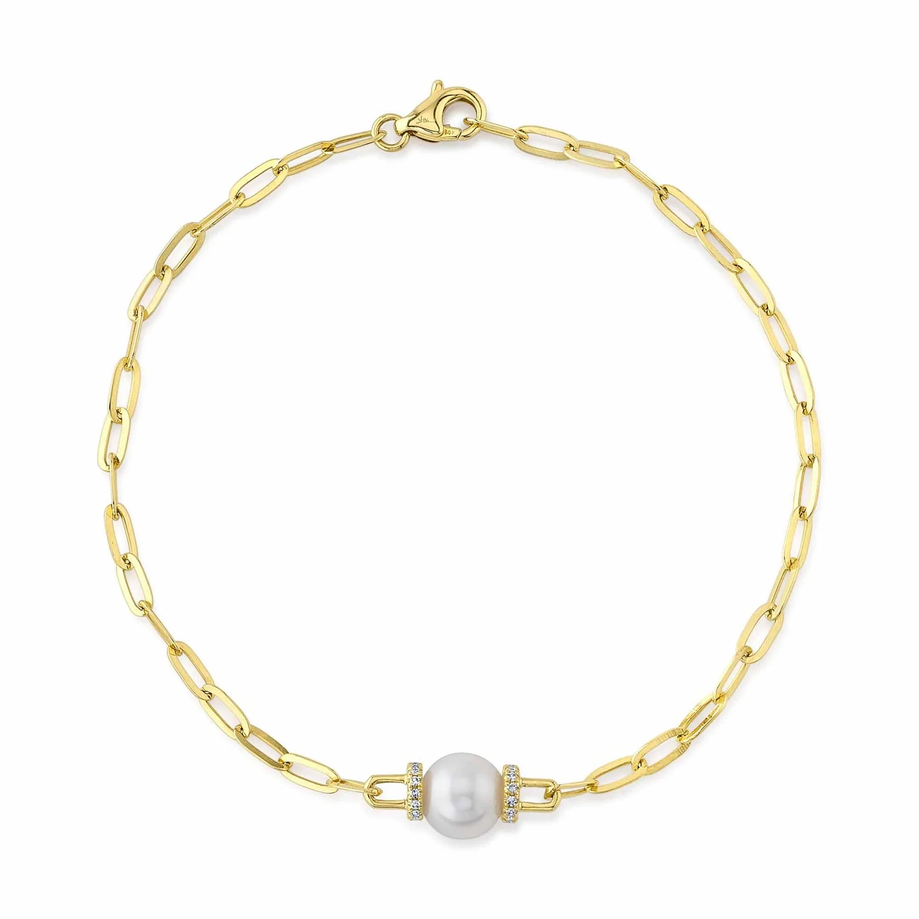 14K GOLD DIAMOND PEARL JACKIE BRACELET