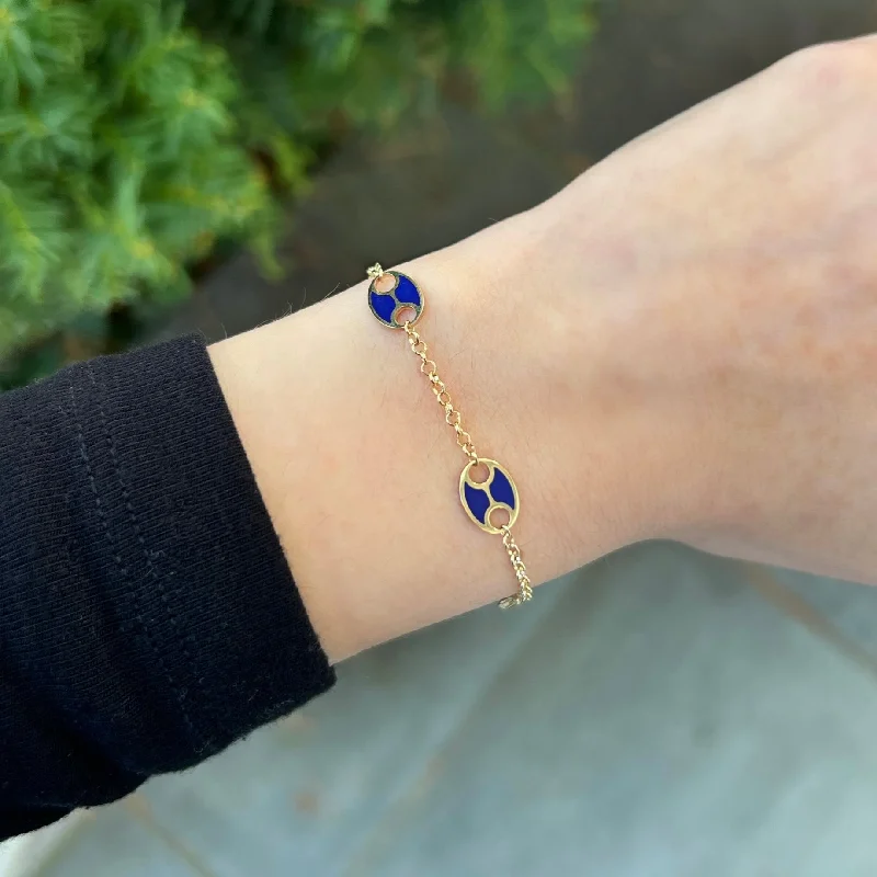 14K GOLD LAPIS GIGI BRACELET