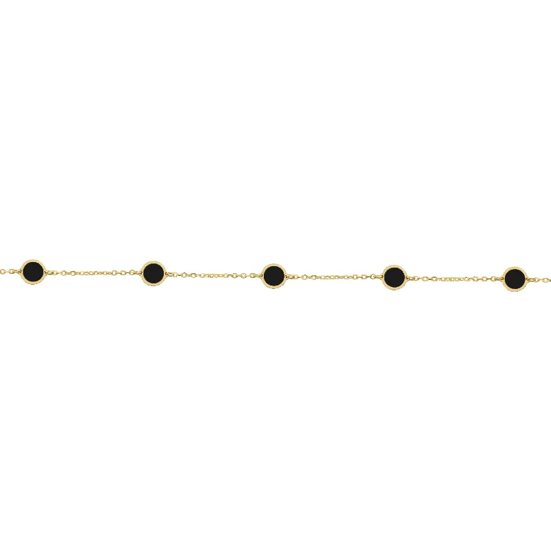 14K GOLD ONYX MEGAN CIRCLE BRACELET