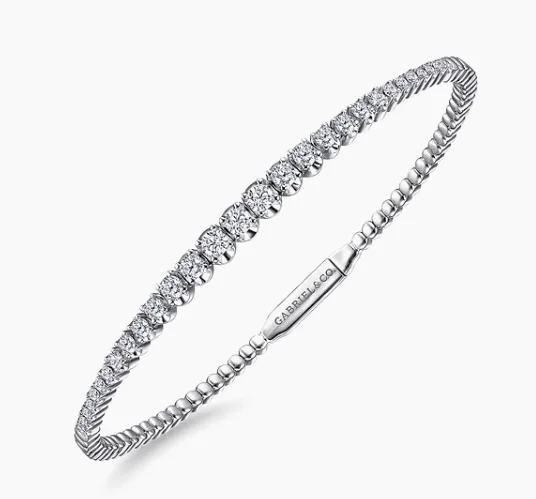 14K White Gold Diamond Bangle