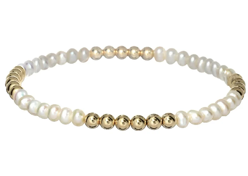 "ANNA" 14k gold-filled & pearl beaded bracelet