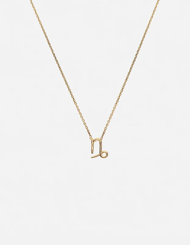 Capricorn Astro Pendant Necklace, 14k Gold