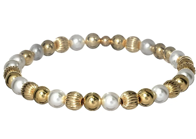 "CIAO" 14k gold-filled & pearl beaded bracelet