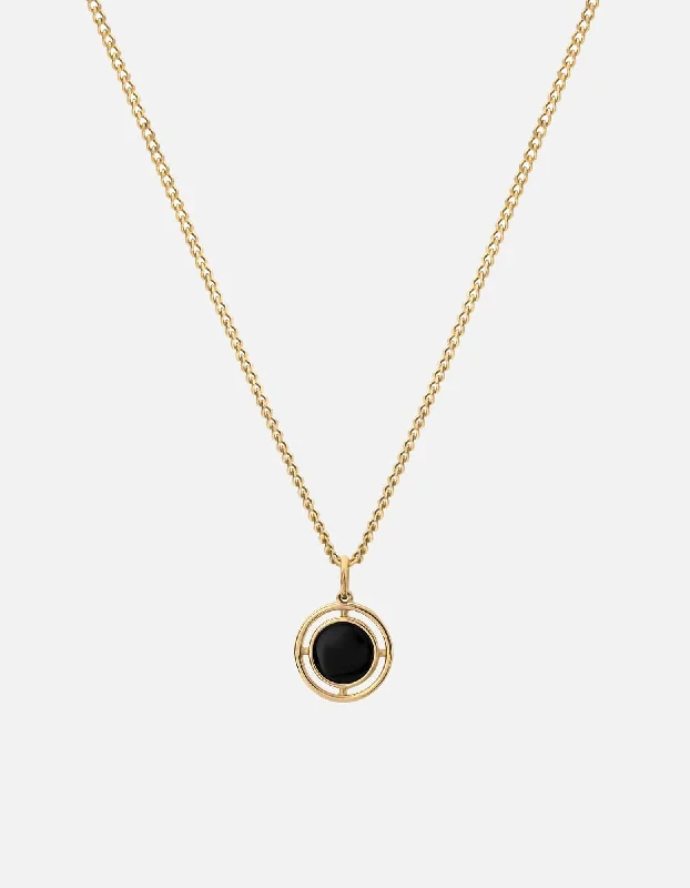 Compass Onyx Necklace, Gold Vermeil