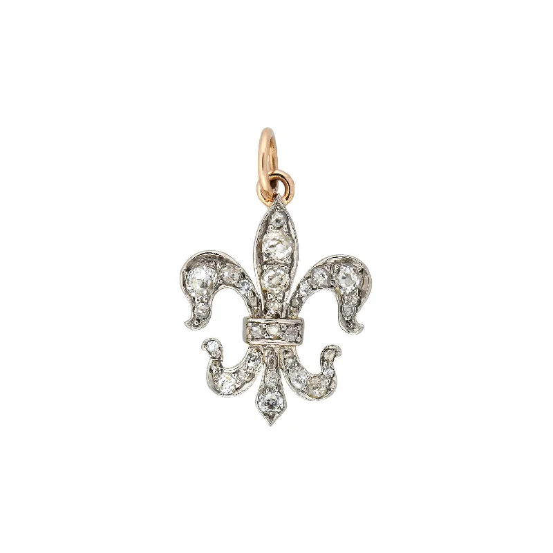 Edwardian 18kt/Platinum Diamond Fleur-de-Lys Pendant 0.90ctw