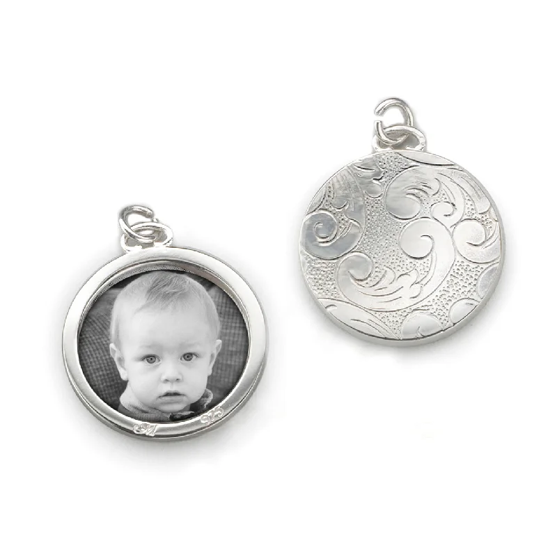 Floral Half-Locket Charm in Silver