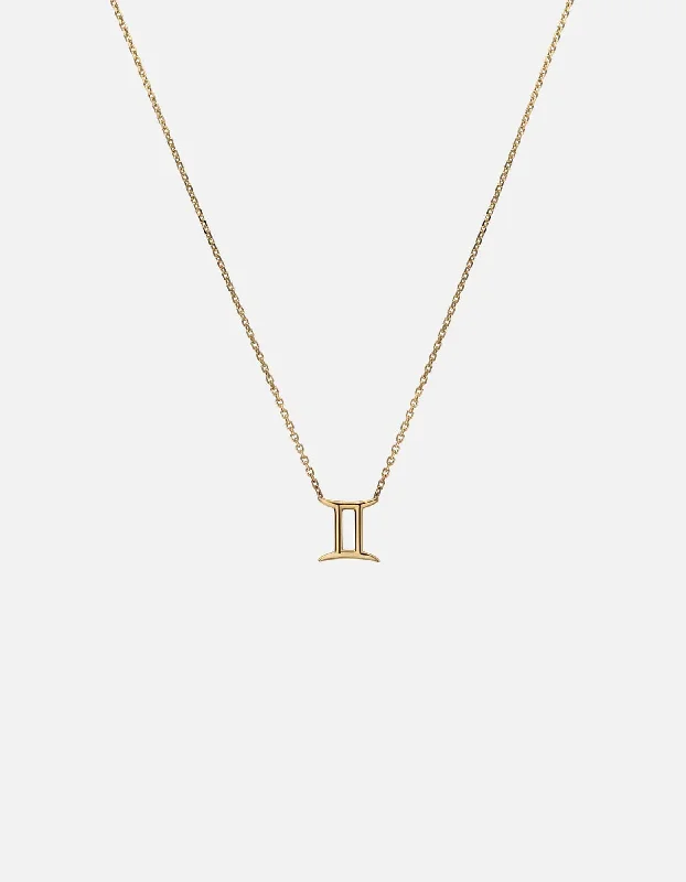 Gemini Astro Pendant Necklace, 14k Gold