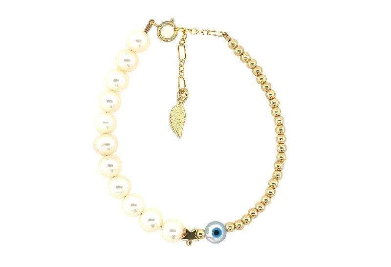 "HEIDI" 14k gold-filled & pearl beaded bracelet