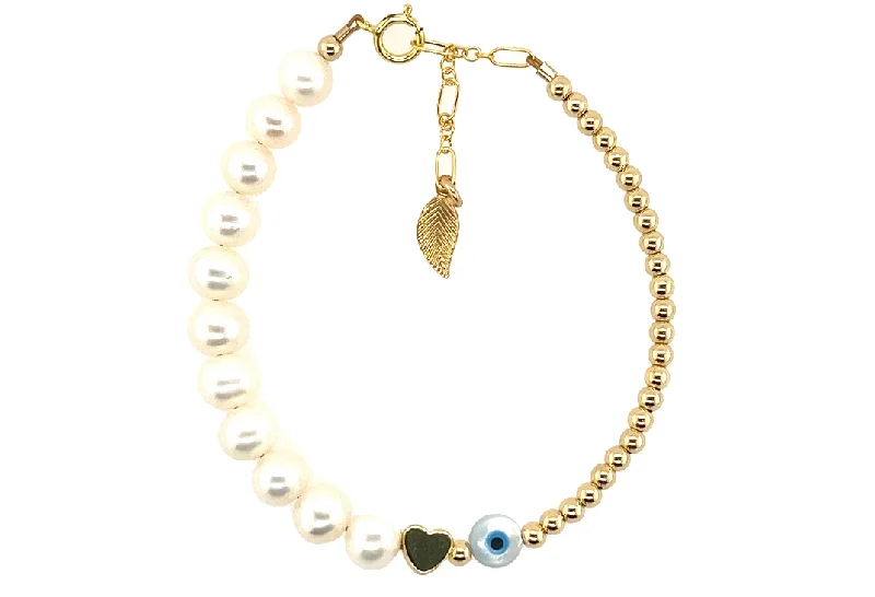 "HOLLY" 14k gold-filled & pearl beaded bracelet