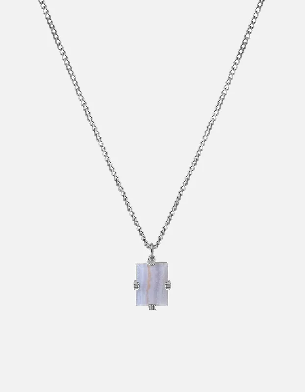 Lennox White Agate Necklace, Sterling Silver