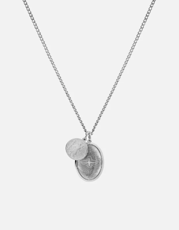 Mini Dove Necklace, Sterling Silver/Gray