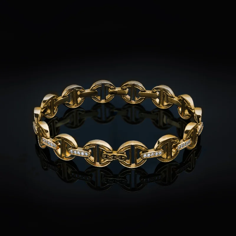 MMV SMALL LINK BRACELET WITH DIAMOND BRIDGES