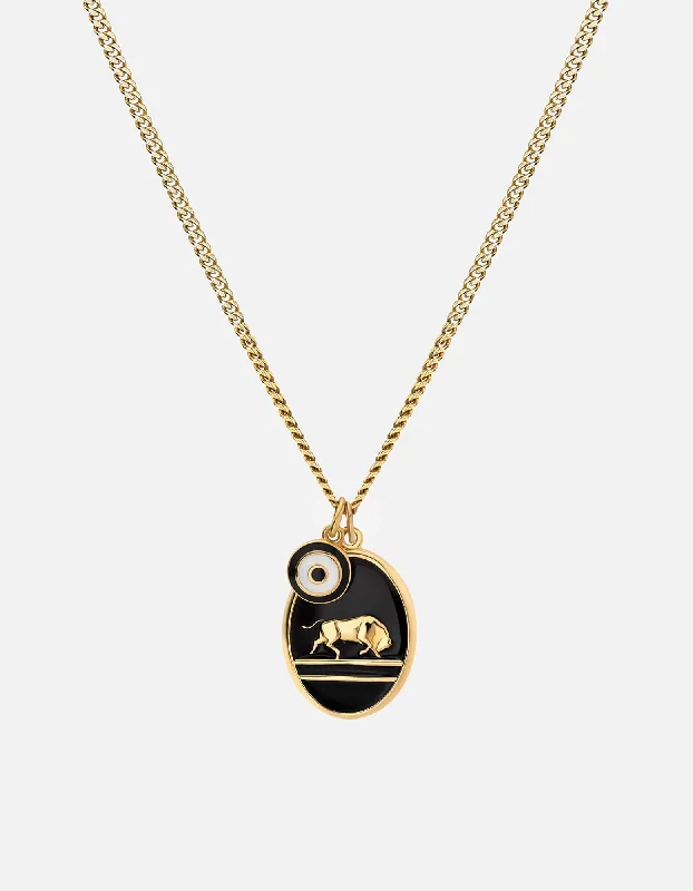 Oxen Necklace, Gold Vermeil/Black