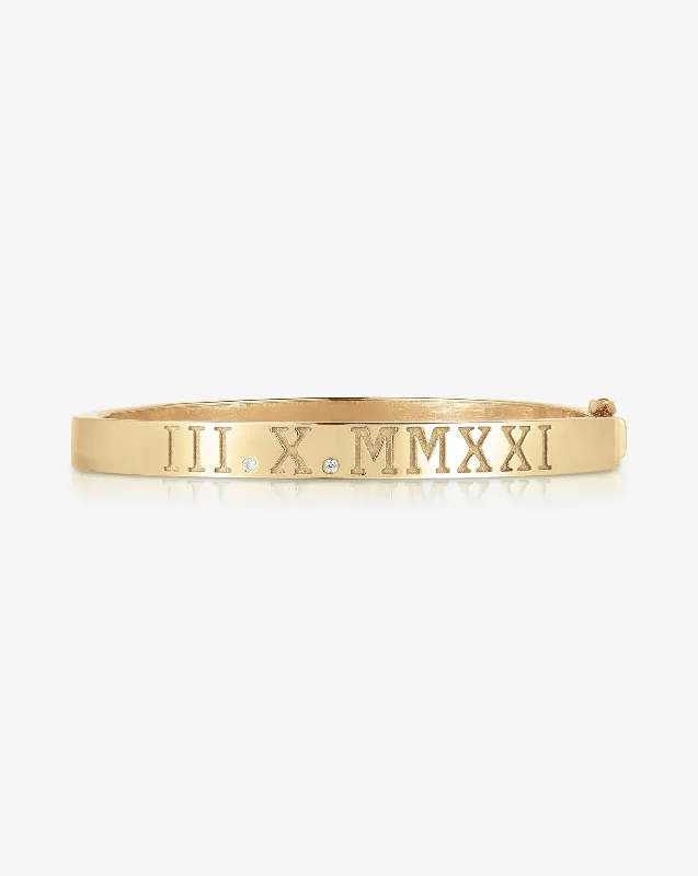 Personalized Roman Numeral + Diamond Bangle