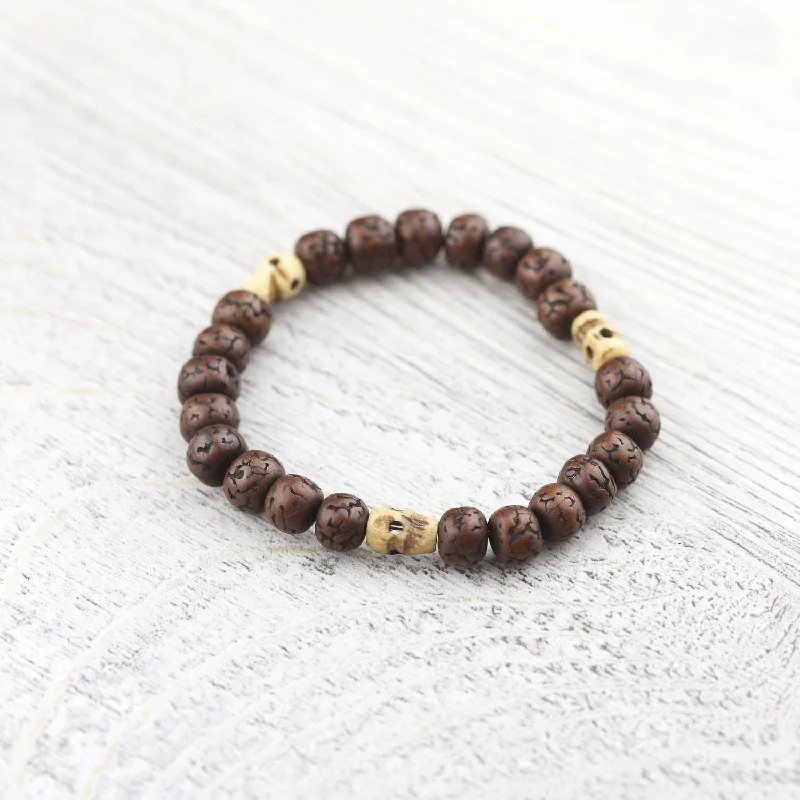 Rudraksha & Skull Impermanence Wrist Mala