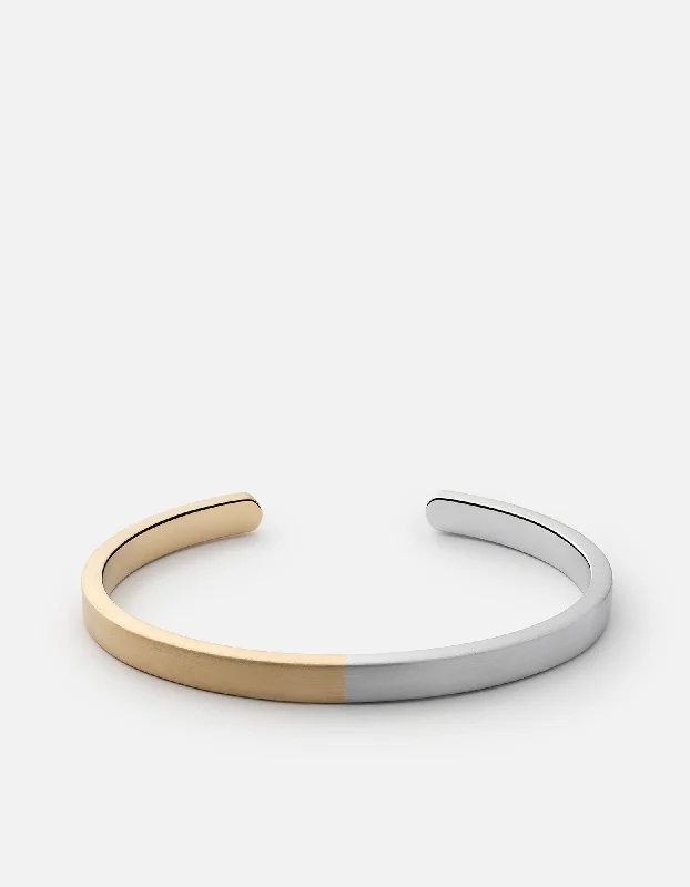 Singular Two-Tone Cuff, Matte Silver/Matte Gold