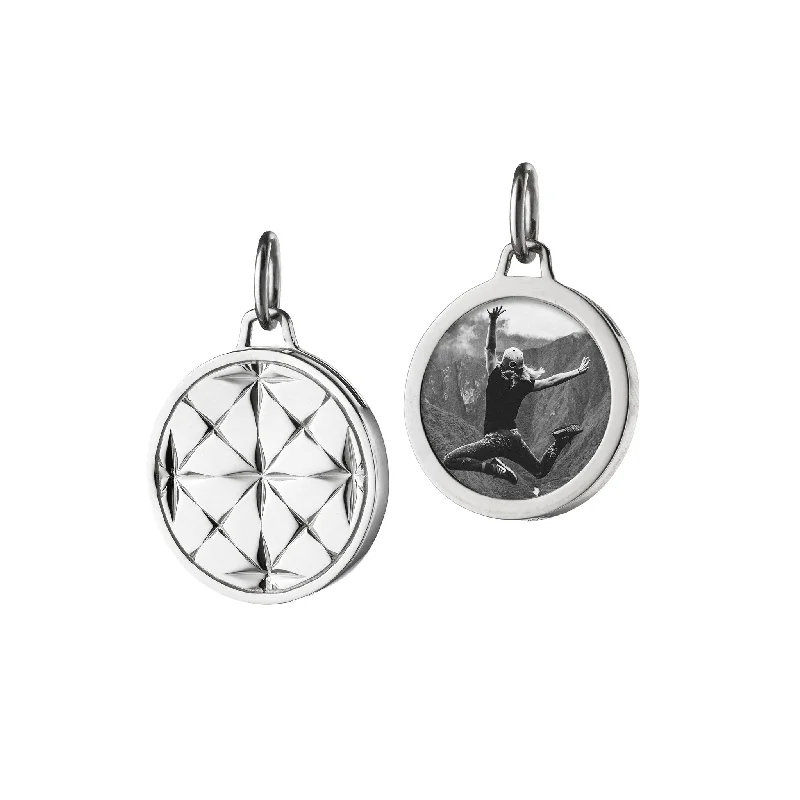 Small Round Mosaic Sterling Silver Half Locket