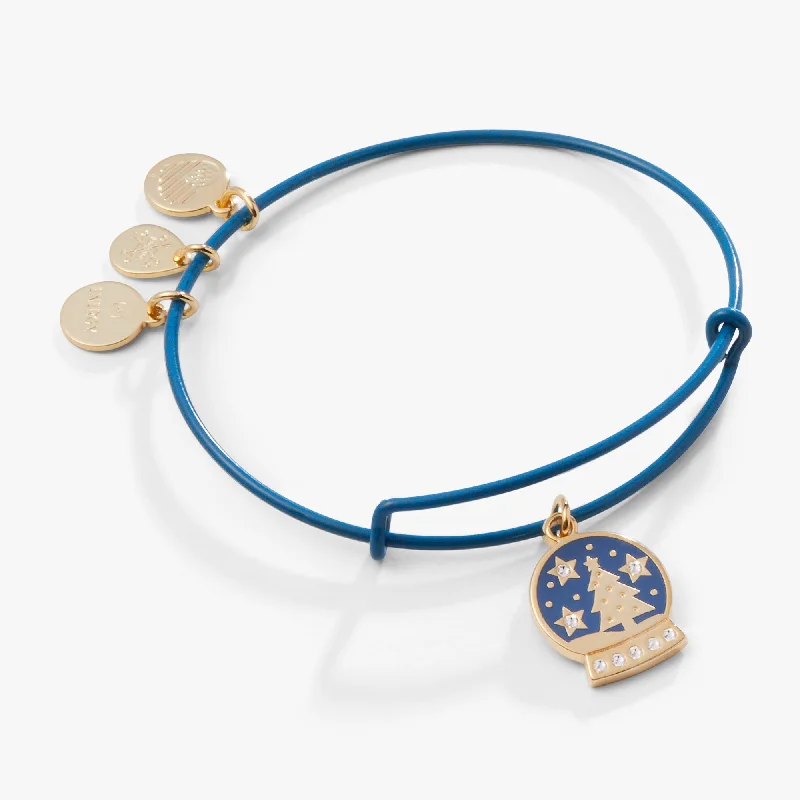 Snow Globe Charm Bangle Bracelet, Blue