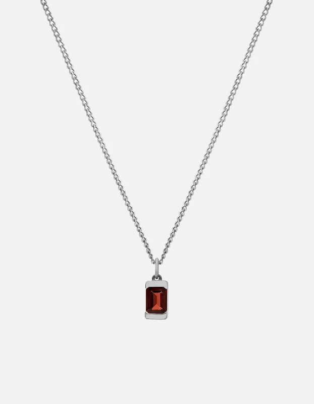 Valor Garnet Necklace, Sterling Silver