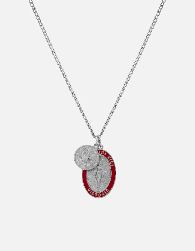 Victoria Necklace, Sterling Silver/Red