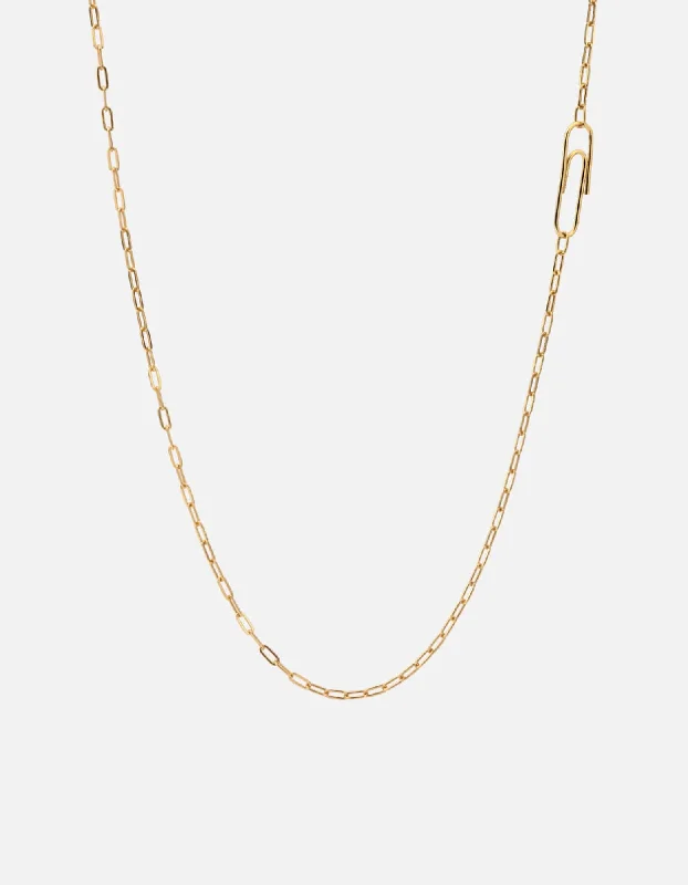 Volt Link Paper Clip Necklace, Gold Vermeil