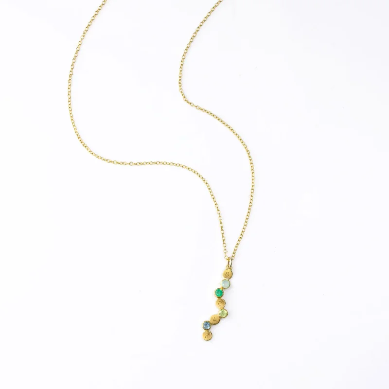 Cherished Connections Birthstone and Initial Necklace Vertical Pendant