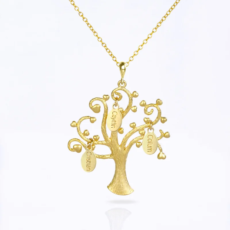 Family Swirly Tree Necklace with Kids Names