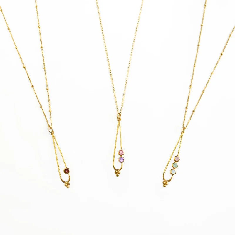 Personalized Dainty Teardrop Pendant Birthstone Necklace