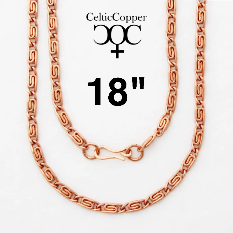 Solid Copper Necklace Chain Celtic Copper Fine Scroll Chain Necklace NC61 Celtic Necklace Chain Solid Copper Necklace 18 Inch Chain