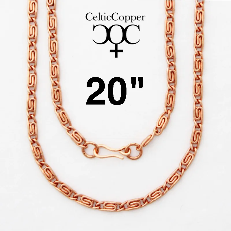 Solid Copper Scroll Necklace Chain 20 Inches NC61 Fine 3mm Celtic Copper Scroll Chain Necklace 20 Inch Relaxed Fit