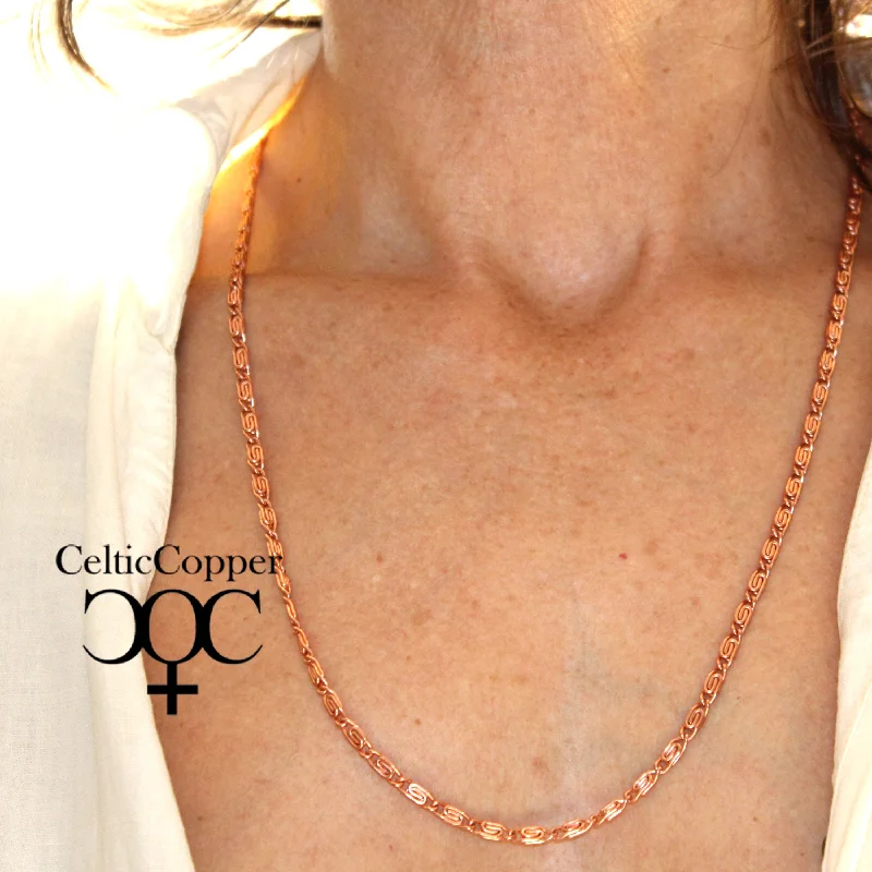 Solid Copper Fine Scroll Necklace Chain 24 Inches NC61 Long Celtic Copper Scroll Chain Necklace