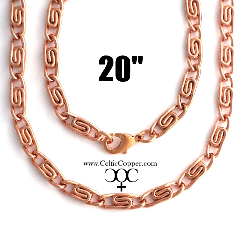 Solid Copper Celtic Scroll Necklace Chain NC66 Medium 5mm Copper Scroll Chain Necklace 20 Inch Relaxed Fit Chain