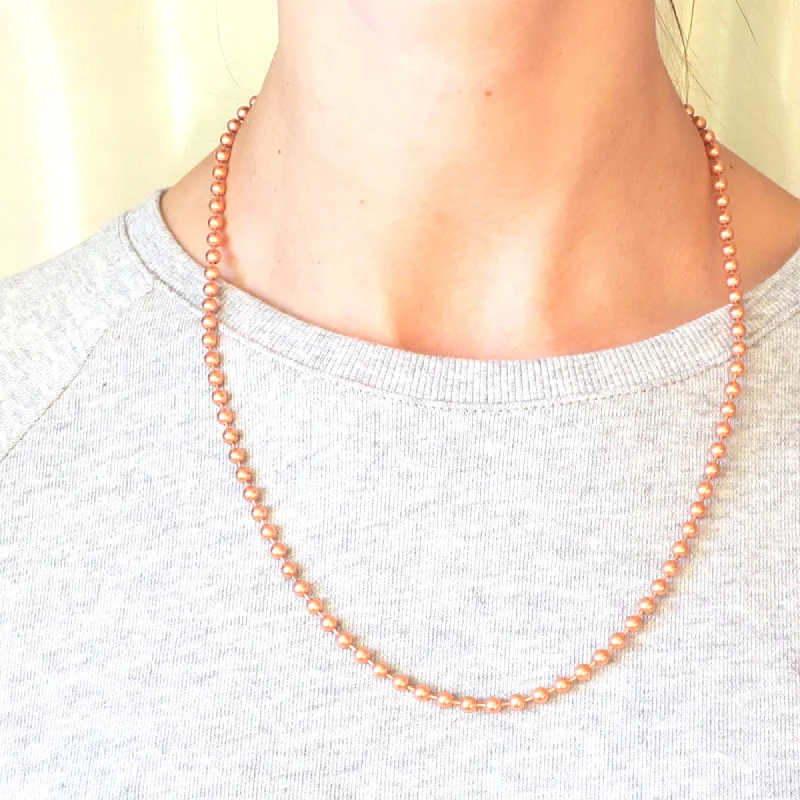 Solid Copper Necklace Chain Copper Bead Chain Necklace NC48 Medium 4.8mm Copper Necklace Chain 18 20 24 36 Inch Chain