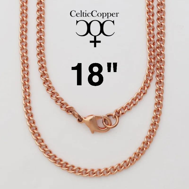 Solid Copper Cuban Curb Chain Necklace 18 Inches NC71 Fine 3mm Copper Curb Chain Necklace 18"