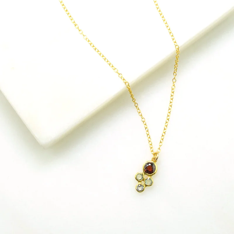 Tiny Cluster Birthstone Necklace for Mom : Available in All Birthstones