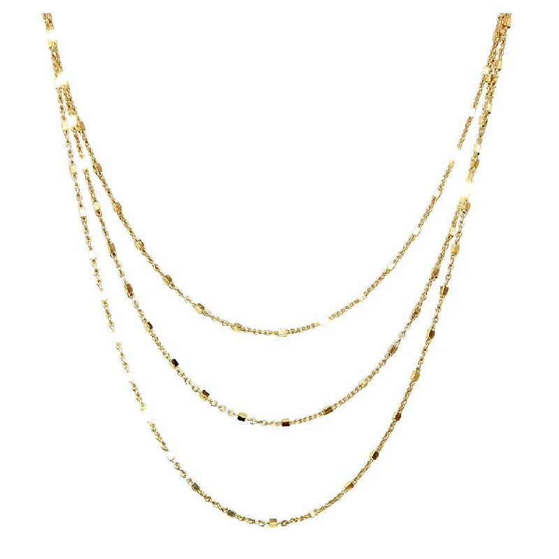 Gold Plated 925 Sterling Silver 3 Layered Necklace - ARN00042GP