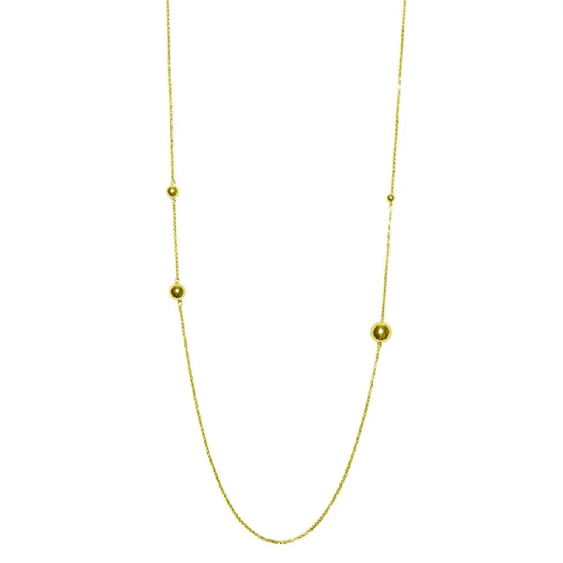 Gold Plated 925 Sterling Silver Bead Necklace - ECN00027GP