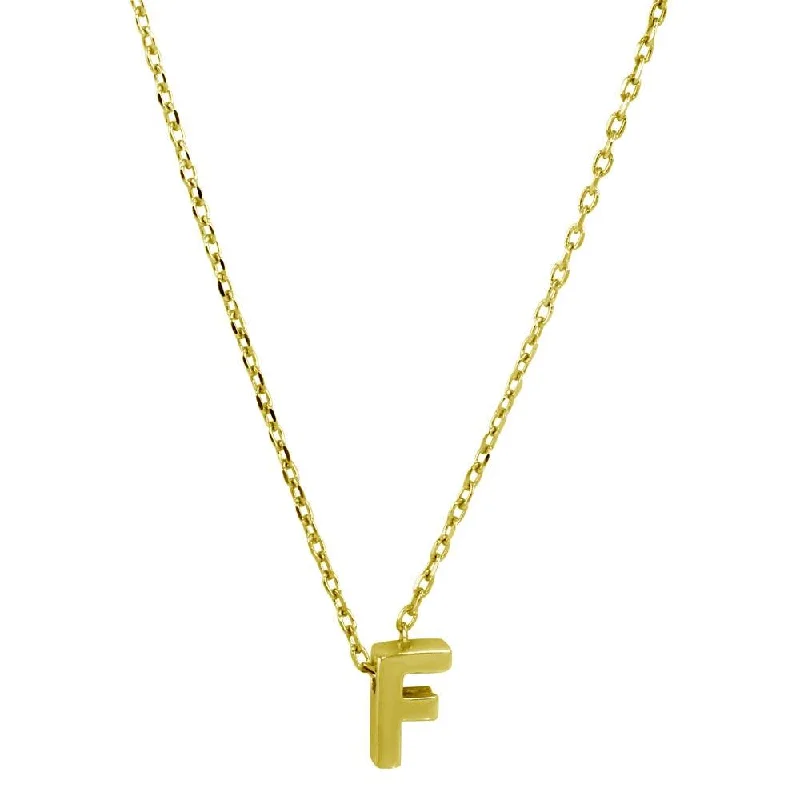 Gold Plated 925 Sterling Silver Small Initial F Necklace - JCP00001GP-F