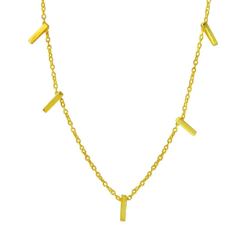 Gold Plated 925 Sterling Silver Small Multi Bar Necklace - STP01557GP