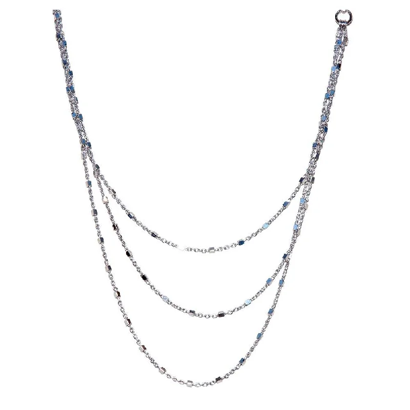 Rhodium Plated 925 Sterling Silver 3 Layered Necklace - ARN00042RH