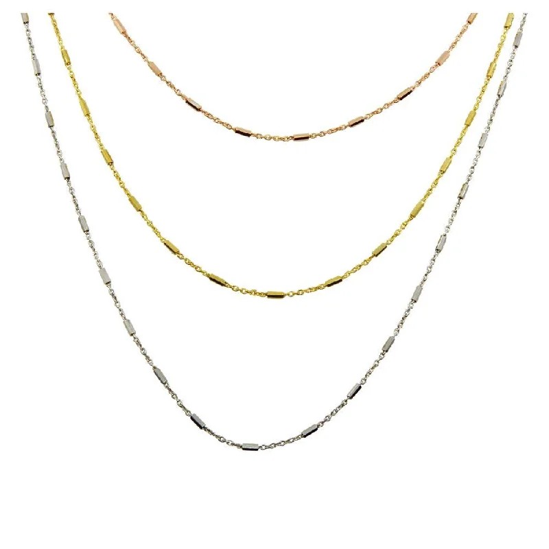 Multi Color 925 Sterling Silver 3 Chain Necklace - ECN00032