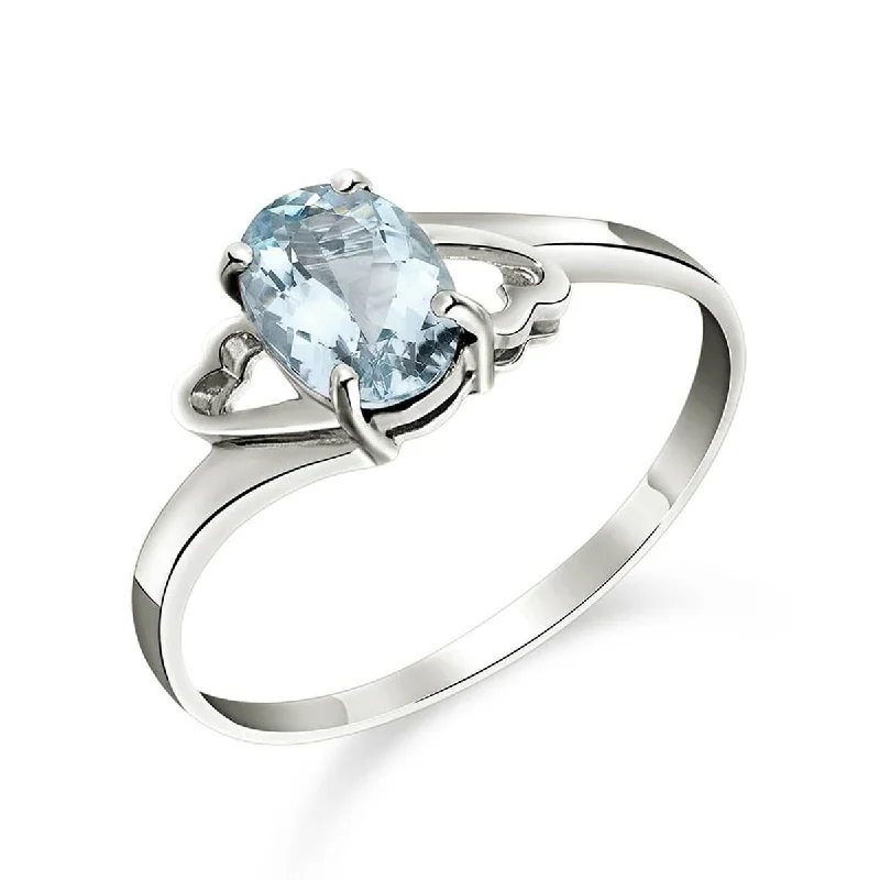 0.75 Carat 14K Solid White Gold Rings Natural Aquamarine