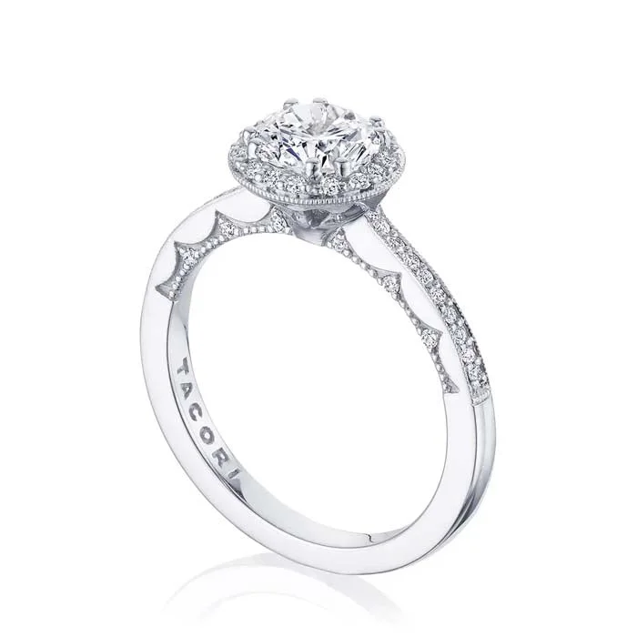 Tacori .32CTW "Coastal Crescent" Round Bloom Semi-Mounting in 14K White Gold