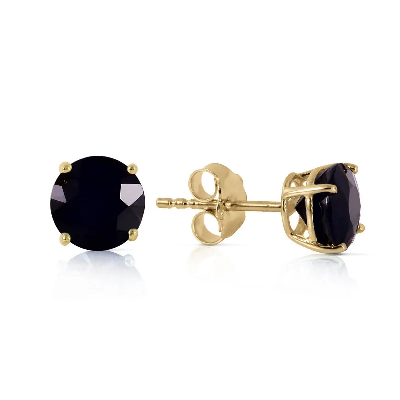 1 Carat 14K Solid Yellow Gold Stud Earrings 1.0 Carat Natural Black Diamond