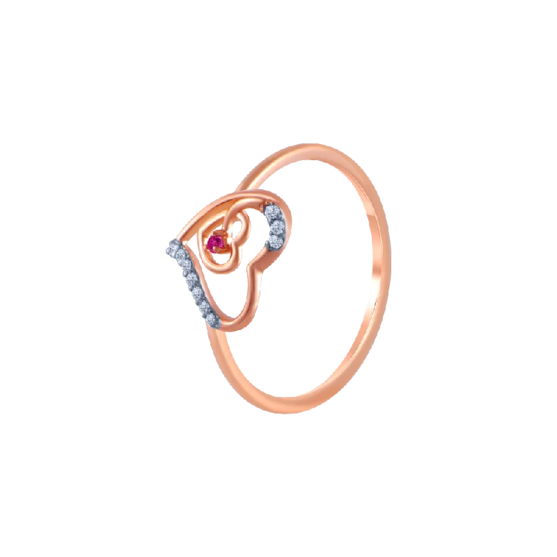 14k (585) Rose Gold And Diamond Ring For Women