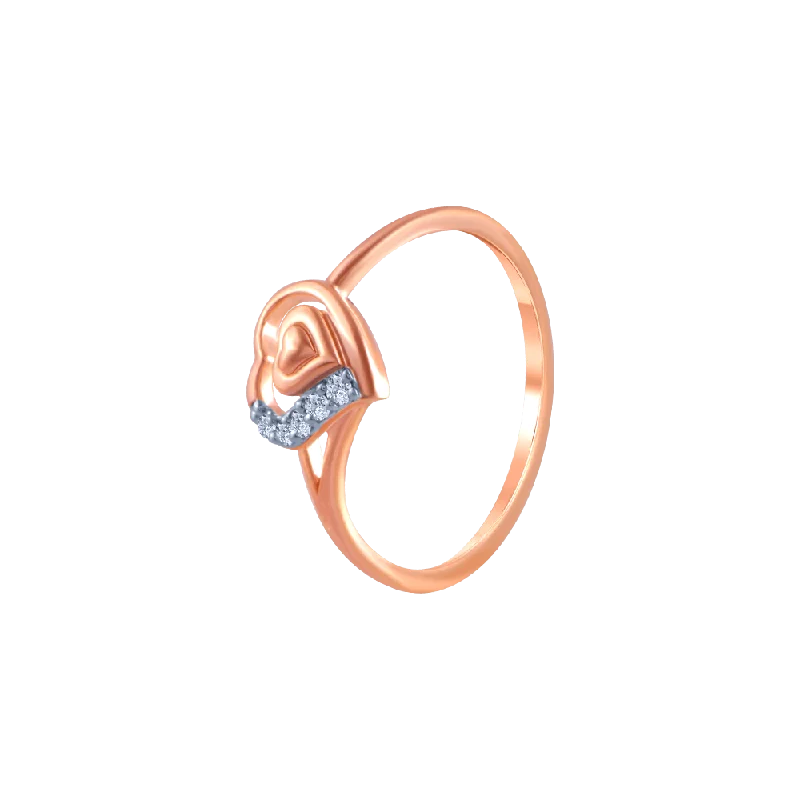 14k (585) Rose Gold And Diamond Ring For Women